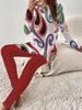 Crew neck long-sleeved set slim-fitting sports retro pattern printed slim-fitting yoga trousers set