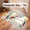 Floral Garden Theme Crystal Velvet Floor Rug Personalized Custom Name Text Warm Carpet Home Decoration