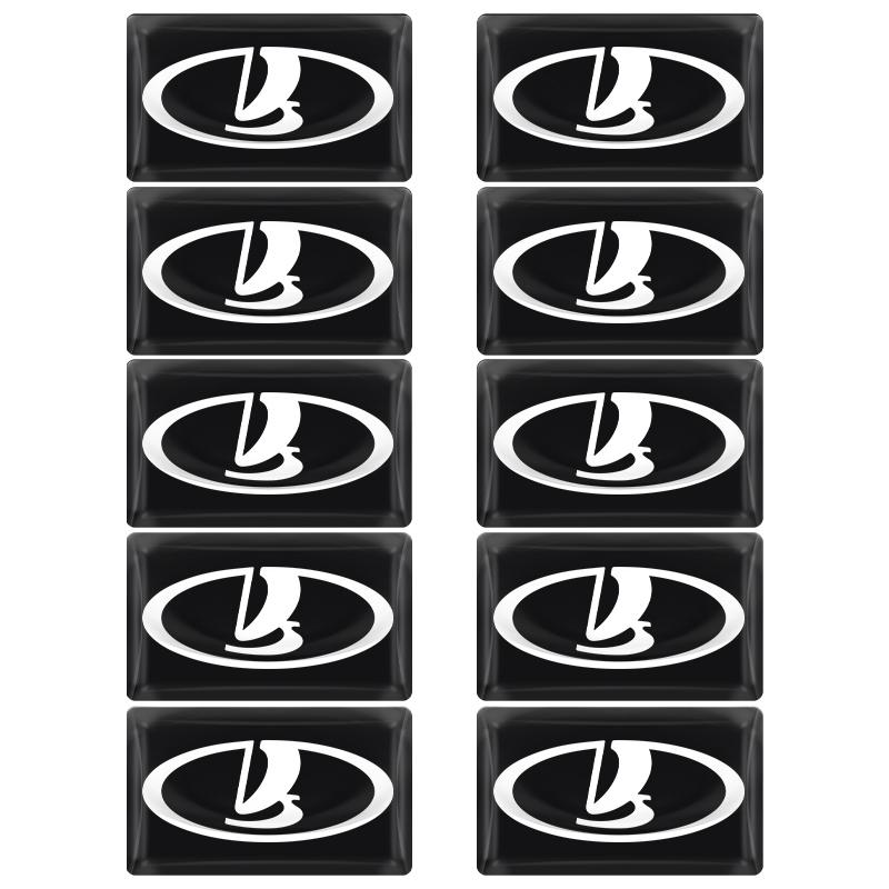 10Pcs Carbon Fiber Steering Wheel Car Logo Emblem 3D Stickers For BMW Mercedes benz Alfa Romeo Dodge Renault Mini Mazda Opel Toyota Ford Jeep Honda