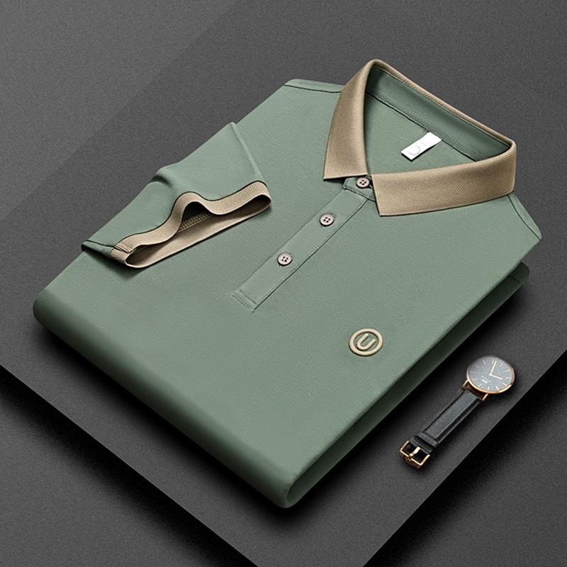 Short Sleeve T-Shirt Men'S Business Casual Letter Embroidered Lapel Polo Shirt Men'S Half Sleeve Top