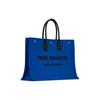 Saint Laurent YSL Rive Gauche Logo Strapless Felt And Leather Tote Bag Unisex Tote Bag Blue Black 509415-FHVPE-4363