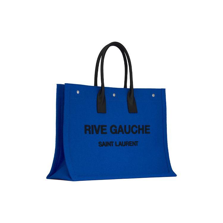 Saint Laurent YSL Rive Gauche Logo Strapless Felt And Leather Tote Bag Unisex Tote Bag Blue Black 509415-FHVPE-4363