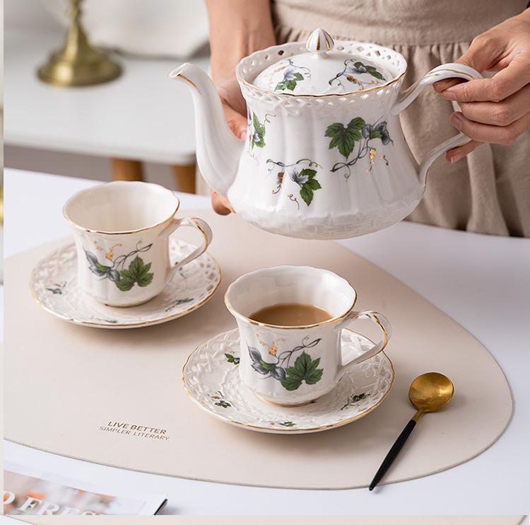 BRCeramic Black Tea Cups Saucer Retro Afternoon Tea Coffee Cup Teapot Saucer Sets Couple Mug Set Home Creative Drinkware Mug GiftEY