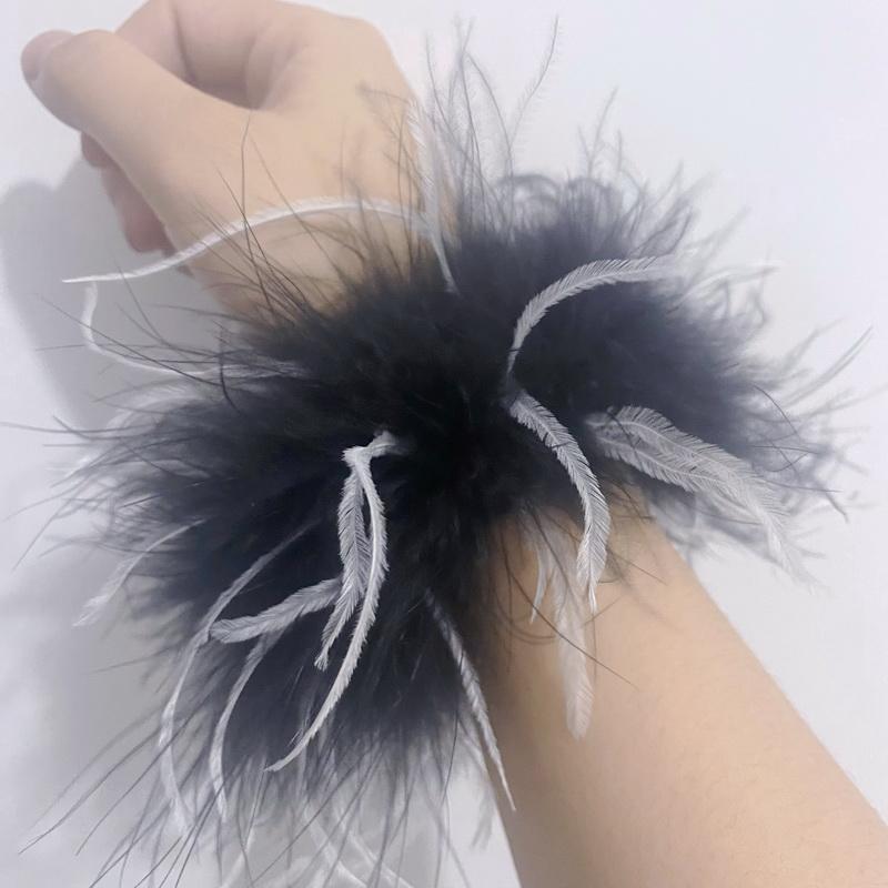 Dicke Straußenfeder-Manschetten für Damen Pelzige Pelzmanschetten Armstulpen Federmanschetten Fußkettchen Feder-Klatscharmbänder Klatschkreis