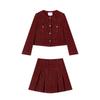 Xiangying Festive Red Tweed Two-Piece Suit