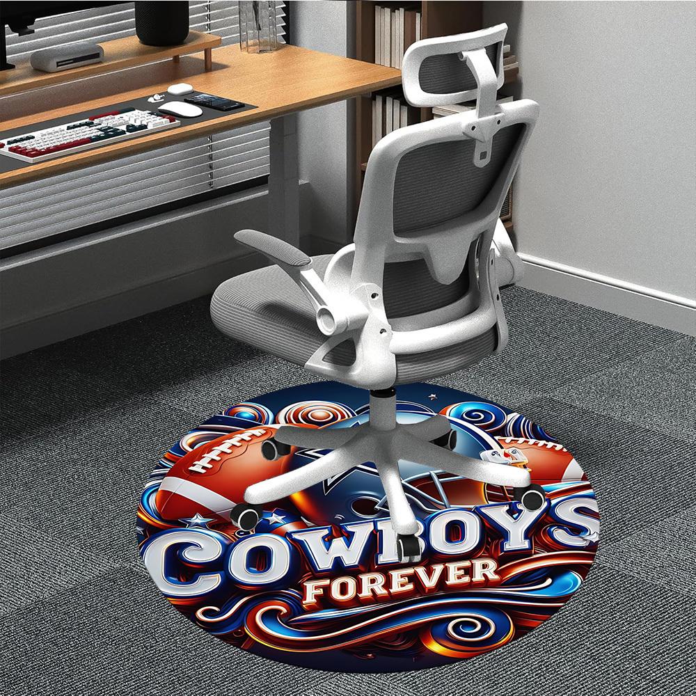 

1pc Cowboys Forever Chair Carpet for Office Non Slip, Machine Washable Rug for Office, Room Holiday Decor for Christmas, Birthday Polyester 80cm