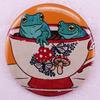 Mushroom Frog Tinplate Art Badge Pin