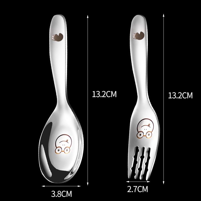 316 Stainless Steel Children's Spoon Fork for Eating and Drinking Soup Spoons Colorful Cartoon Dessert Spoons for Young Children