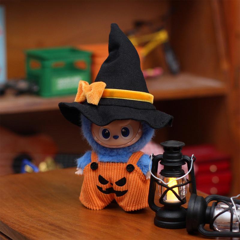 Lovely Spooky Holiday Clothes Collection Adorable Pumpkin Gown featuring Cap designed for Labubu V4 10cm 4.0 Pin Designed For Love Doll Clothes