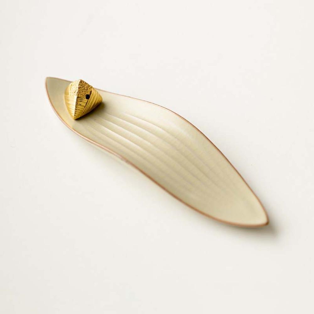 Boat Shape Zongzi Incense Holder Mini with Zongzi Leaf Base Incense Stick Burner Zen Style Traditional Aromatherapy Ornament