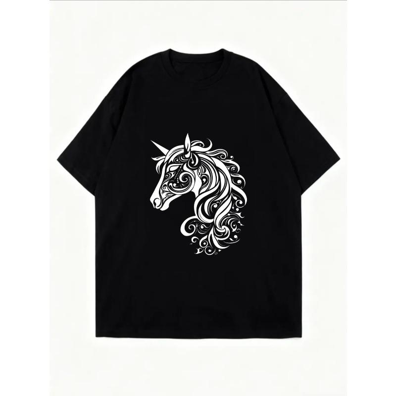 Unicorn Graphic T Shirt White Unicorn Print Casual Wear For Women Summer Outfit Streetwear Fashion Top