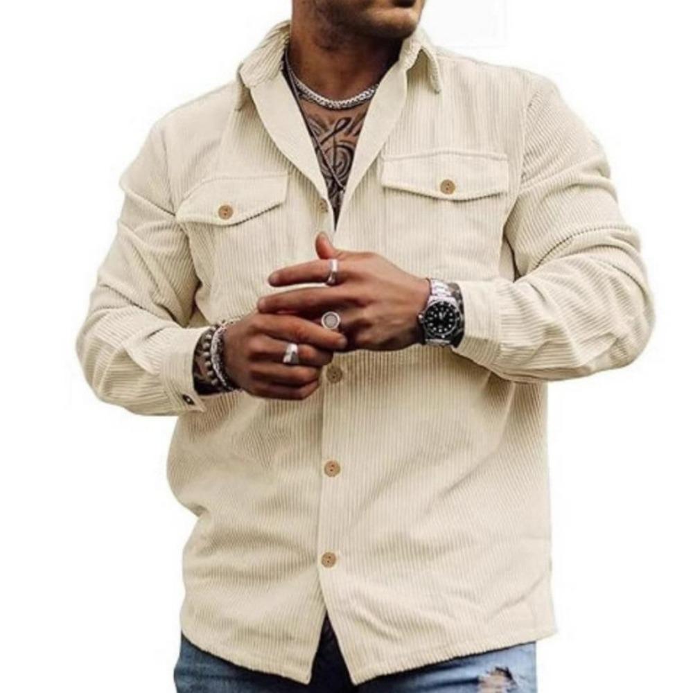 

Мужская вельветовая куртка с длинными рукавами в полоску, повседневный и модный мужской топ с длинными рукавами XXL античный белый