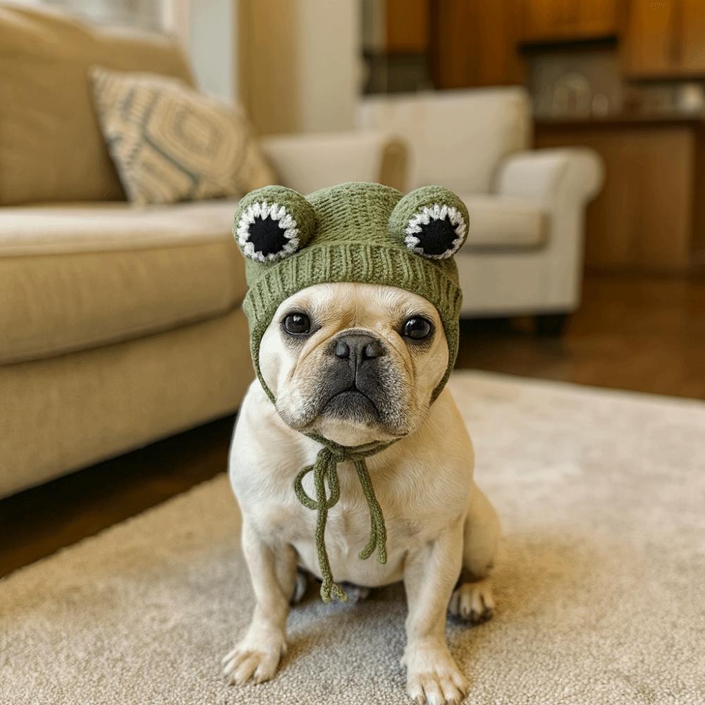 Funny Warm Dog Knitted Hat Quiet Noise Protection Handmade Pet Headgear Cartoon Adjustable Dog Ear Muffs Anxiety Relief