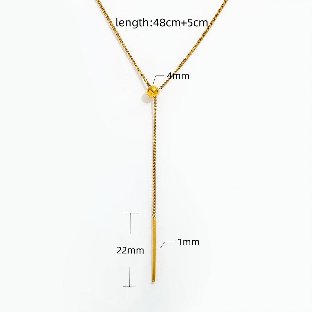 Joolim Jewelry Dainty Chain Y Tassel Bead Necklace 18K Gold Plated Stainless Steel Adjustable Trendy Necklace 48+5cm