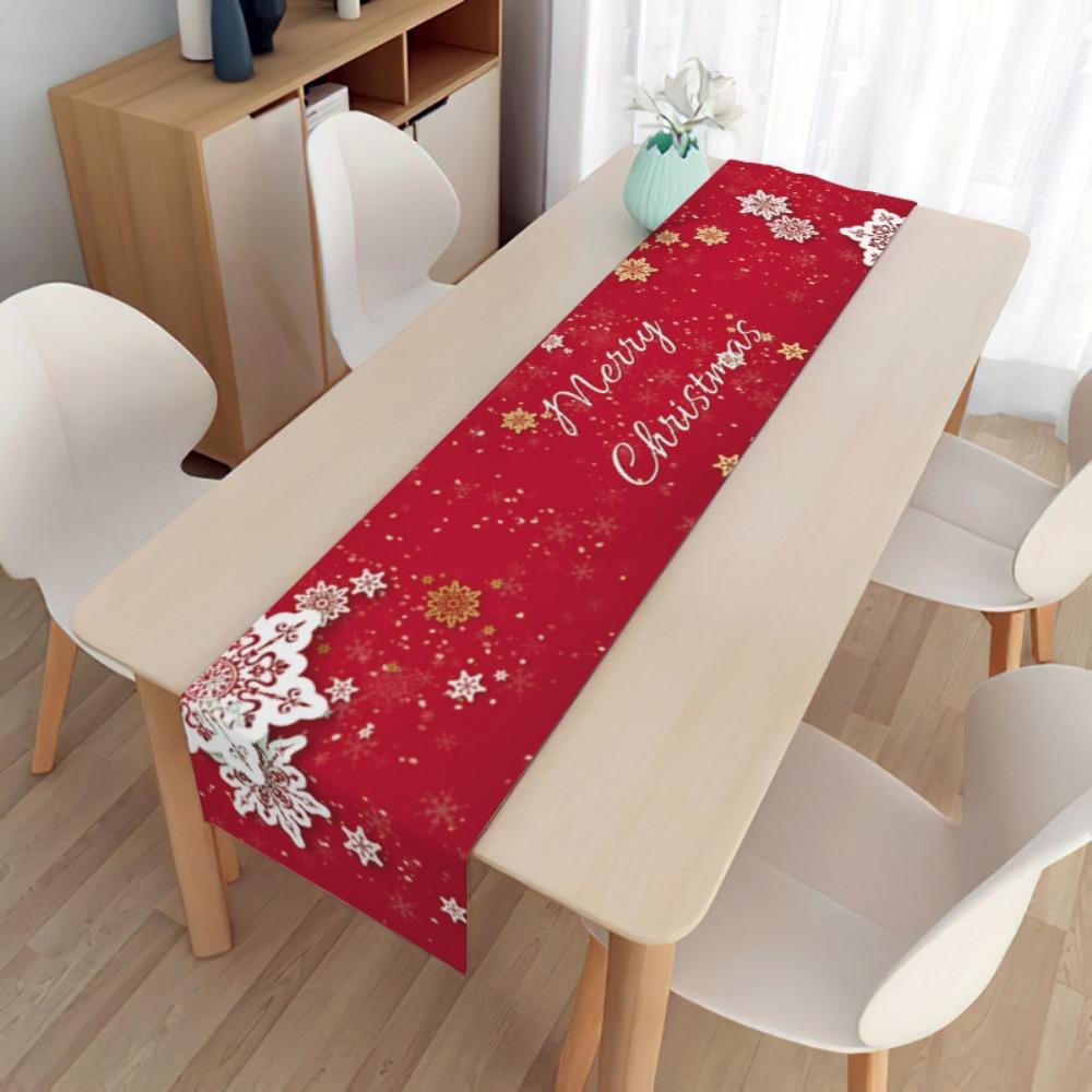 2pcs Christmas Decorative Tablecloth Holiday Gifts Household Long Tablecloth Placemat Linen Table Flag