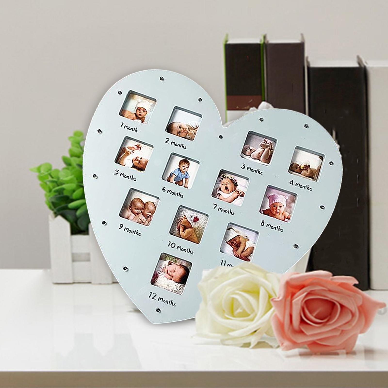 

Novelty Baby First Year Frame Desktop Picture Frame Glowing 12 Month Frame for Memories Gifts Baby Shower Children Newborn синий