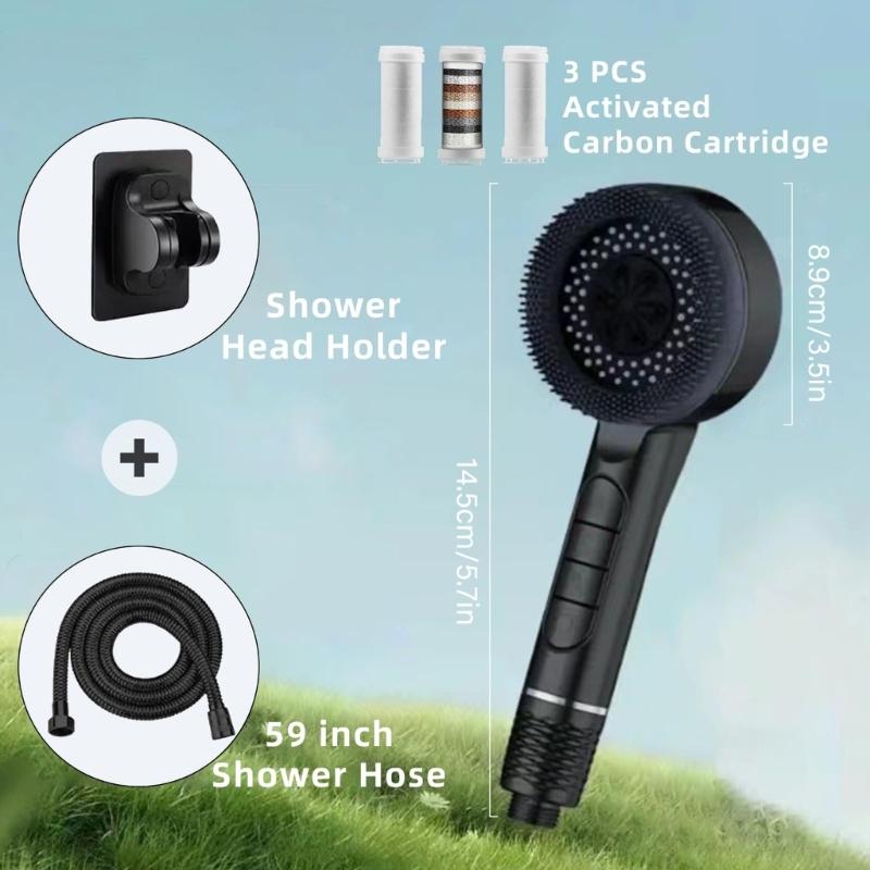 Water Saving High Pressure Filter Shower Head 4 Sprays Setting Massage Hand Showerhead For Enhanced Bath Experience