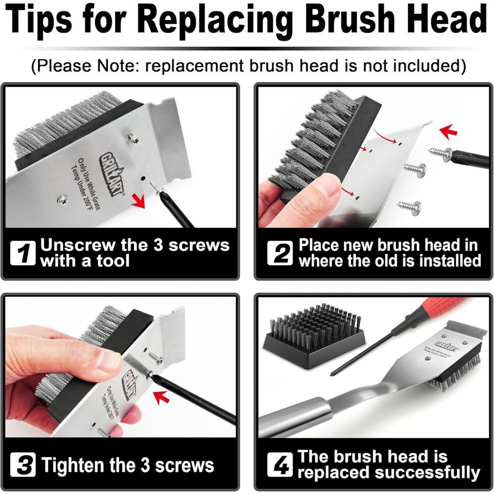 GRILLART Grill Brush and Scraper, Wire BBQ Grill Brush for Outdoor Grill, 16.5” Grill Cleaning Brush BBQ Grill Accessories, Safe