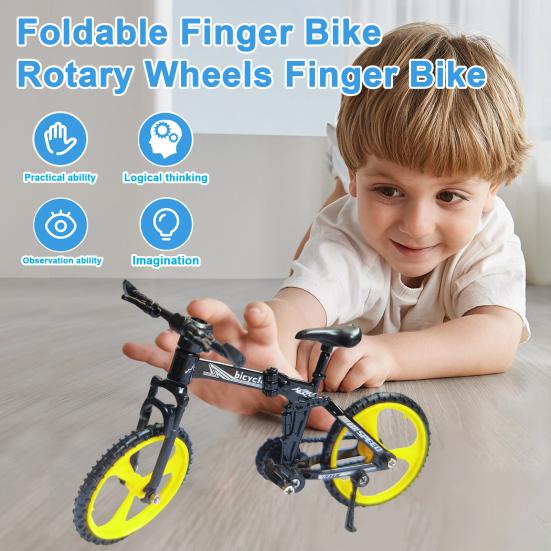 Foldable Downhill Mountain Bike Model Rotary Wheels Mini Finger Bicycle Educational Toy Desktop Decoration Toddlers Boys Girls Gift