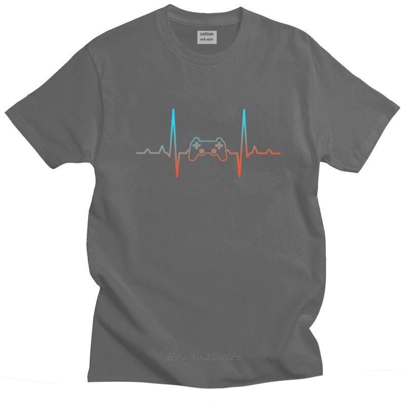 Electronic Games Heartbeat T Shirt Unisex Cotton Tshirt Graphic Tees Short Sleeves Game Controller Tshirts Fitted Clothing Merch