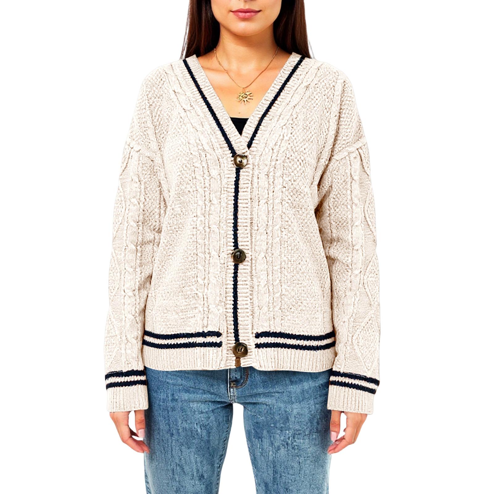 

Женский свободный повседневный кардиган с вышивкой звезды на рукаве, вязаная куртка S белый