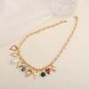 Collier Bohème Doré Multi-Breloques Pendentif Cœur Coloré Chaîne Réglable Bijoux d'Été pour Vacances à la Plage pour Femmes Cadeau