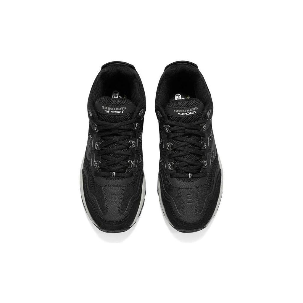 Skechers Vigor 2.0 Mesh Leather Comfortable Low-Top Casual Shoes Men Sneakers Black Charcoal-Gray 237067-BKCC