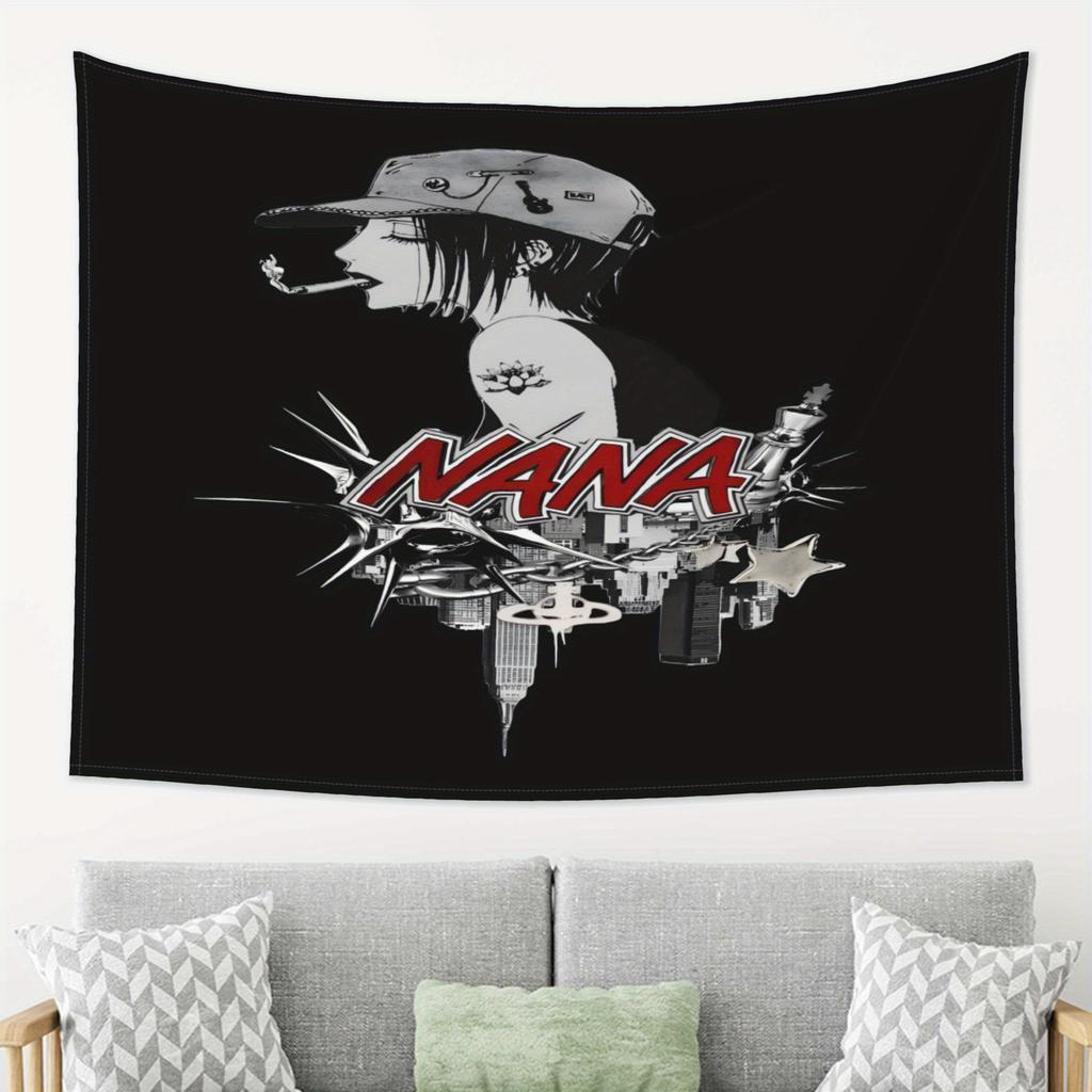 Vikama Dark Punk Style Nana Tapestry Rock Girl Anime Wall Hanging For Bedroom Dorm Trendy Shop Live Stream Backdrop Decor Banner