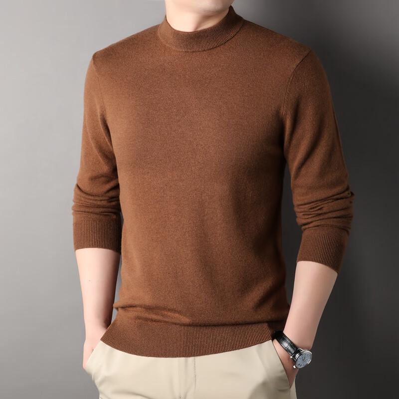 Yiliteng Men's 100% Merino Wool Mock Neck Pullover Sweater