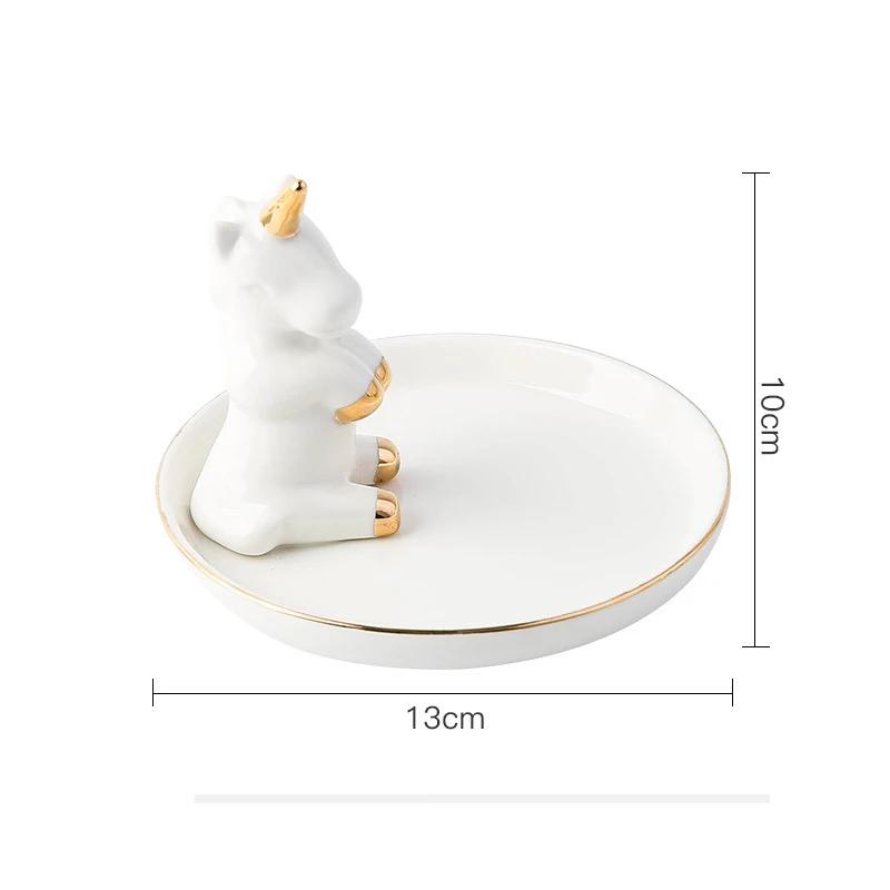 Nordic Ceramic Gold Plating Small Jewelry Dish Earrings Necklace Ring Storage Plates Fruit Dessert Display Bowl Decoration Tray