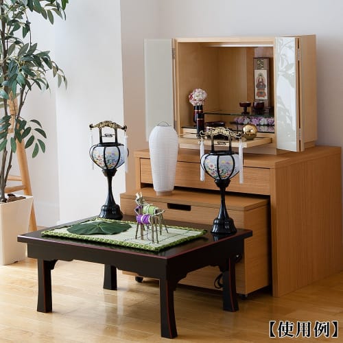 Pair of "Yasaka" 6510 Bon Festival Lanterns, Mini Rotating Lanterns for Memorial Service, from Buddhist Altar Shop Takita Shoten, 35cm High x 13cm Wid