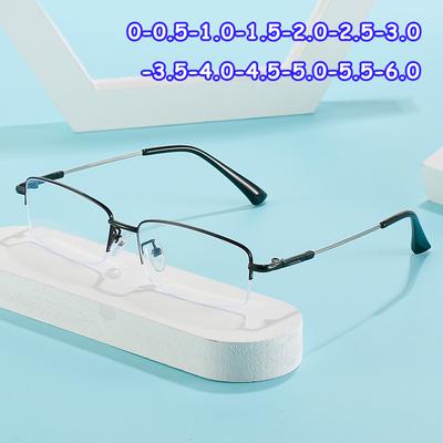 Fashion Rectangular Frame Anti-blue Light Myopia Glasses Ladies Men's Business Glasses Flat Mirror Diopter 0~-6.0