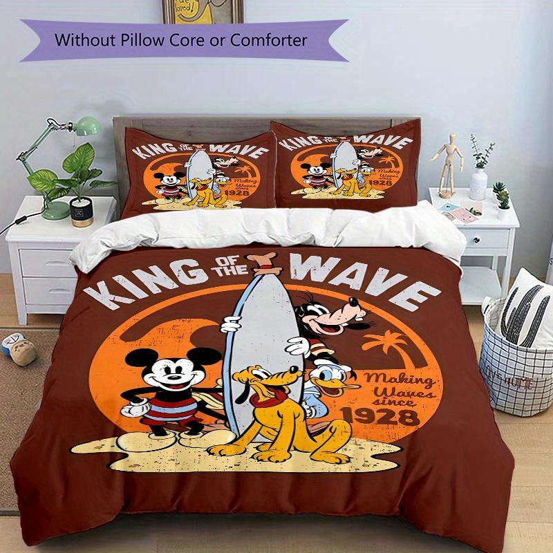 3pcs Characters Surfing Bedding Set Includes Quilt Cover and Pillowcases, Suitable for All Seasons Q006