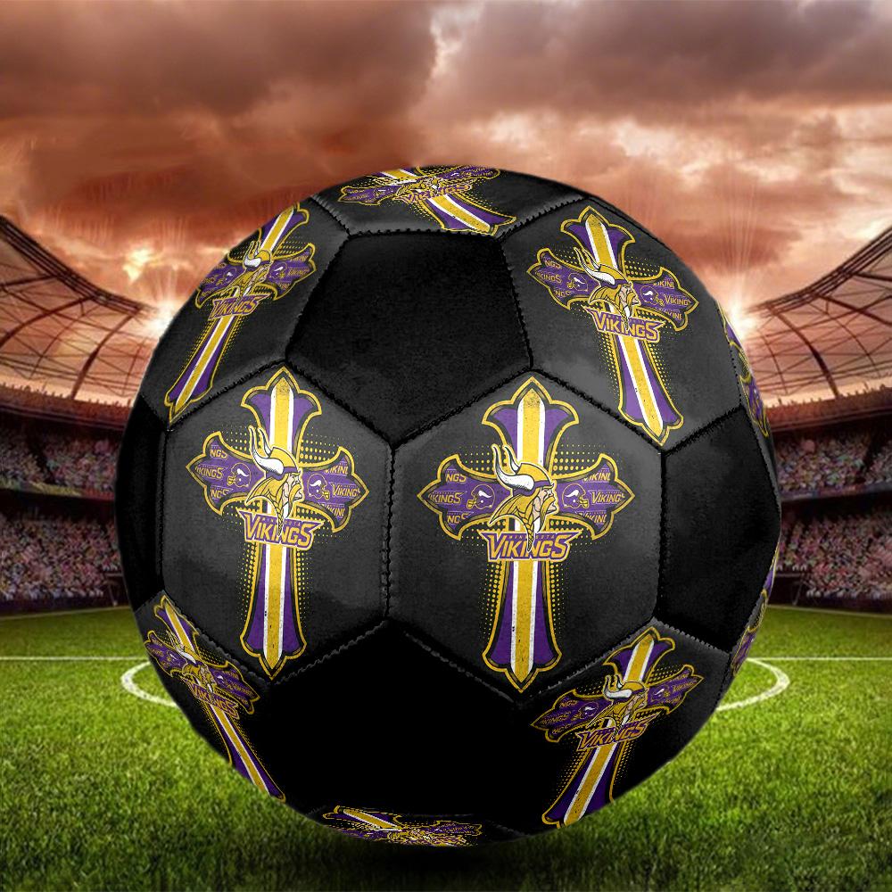 Minnesota Vikings Soccer Ball Colorful All Ages Machine Stitched PVC Competition Ready Durable High-Bounce.SIZE5