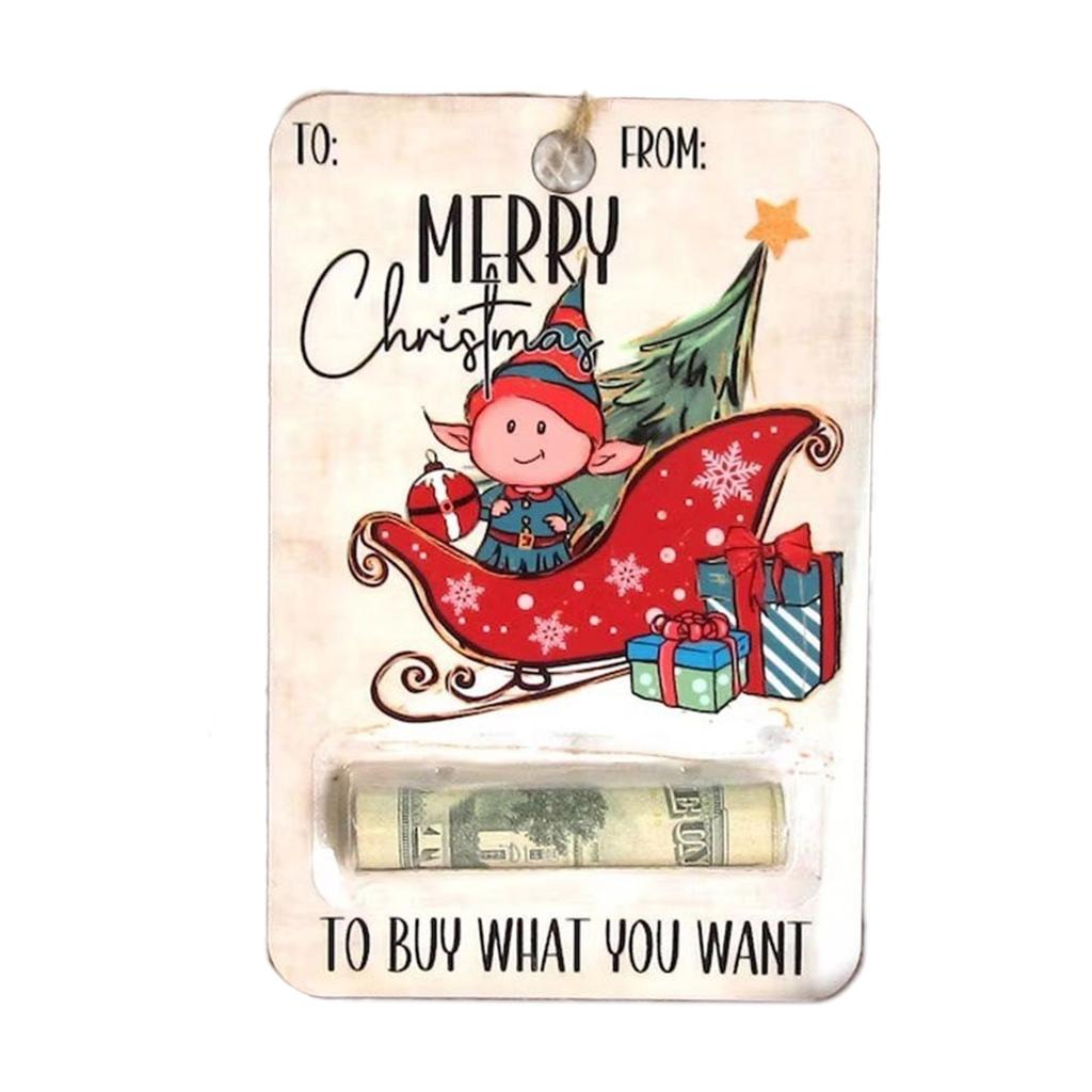 Wood Christmas Money Holder Festive Money Clip Ornament Wallet Pendant Decor for Tree Decoration Holiday Party Supplies