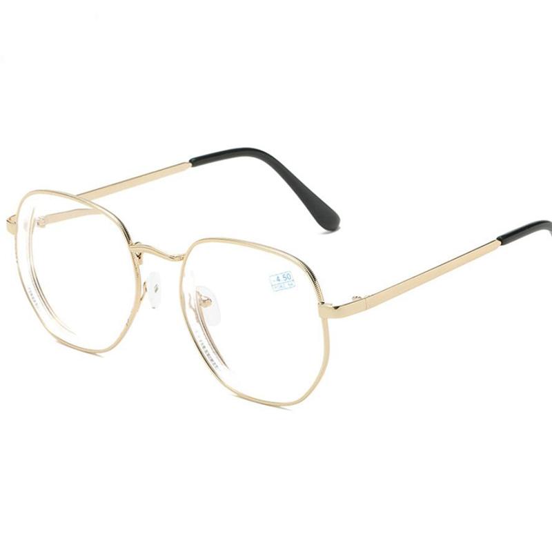 -1.0 -1.5 -2.0 To -6.0 Student Myopia Glasses Finished Golden And Black Frame Blue Film Short Sight Eyewear Prescription Glasses