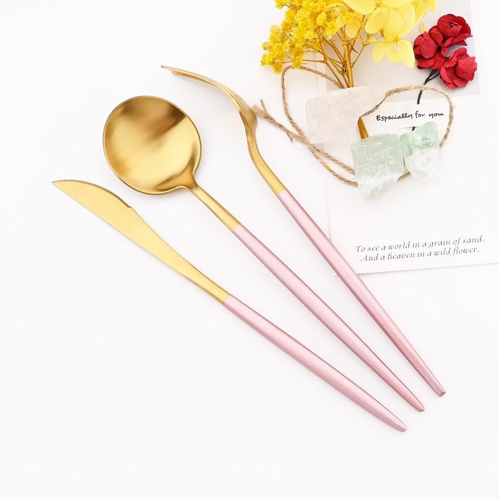 24Pcs Multicolor Dinnerware Set Knife Fork Spoons Teaspoon Tableware 18/10 Stainless Steel Cutlery Western Kitchen Silverware Flatware