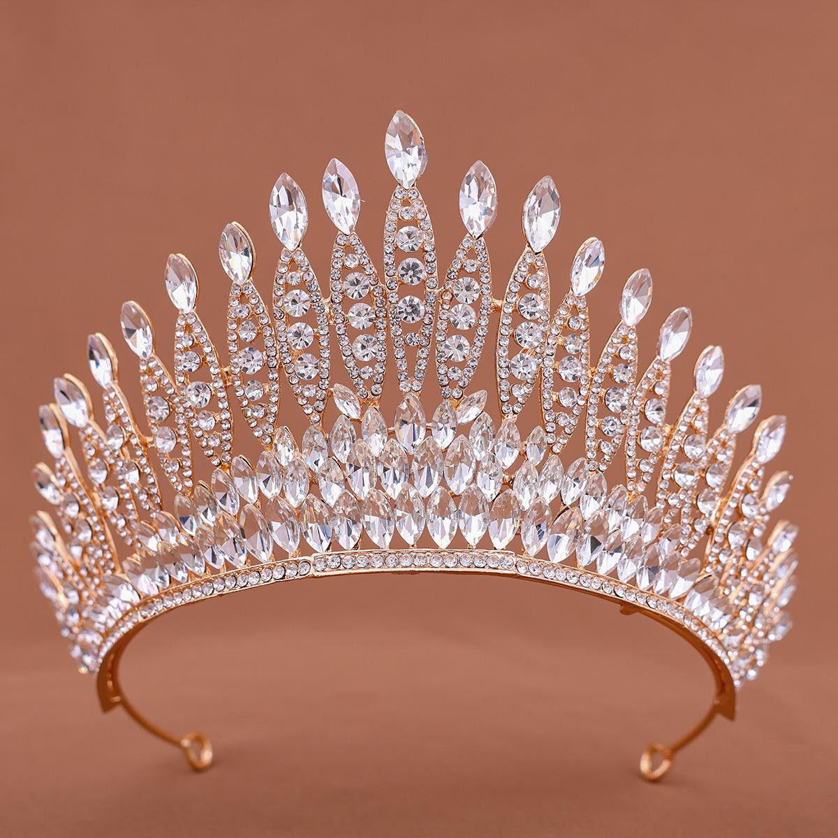 Туаньмин Свадебные головные уборы Европейские и американские Большая хрустальная корона Ободок Свадебные Свадебные Конкурс красоты Подиум Корона Аксессуары