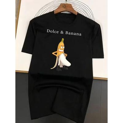 Lustiges Sommer-Top Qualität Bananen-Print Herren T-Shirts Rundhalsausschnitt Atmungsaktive Oberteile Modal Bequemes T-Shirt Herren Kurzarm-Tees
