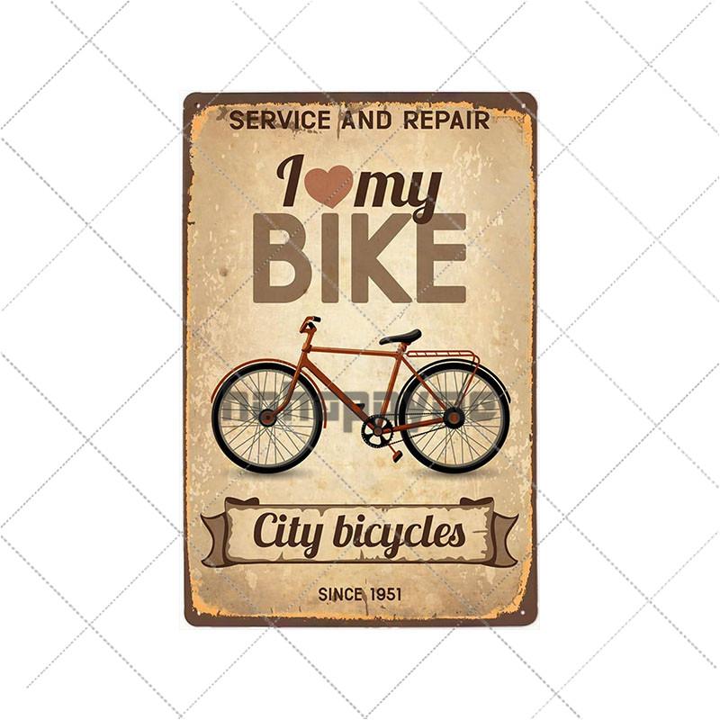 Segni Metallici Bici Vintage Poster Retro Bici da Ciclismo Decorazione Bar Pub Club Shabby Chic Pittura Artistica da Parete Targhetta 20x30cm