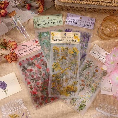 Wasserdichte transparente Blumenaufkleber - Kreative DIY Dekorations-Pflanzenaufkleber für Schüler