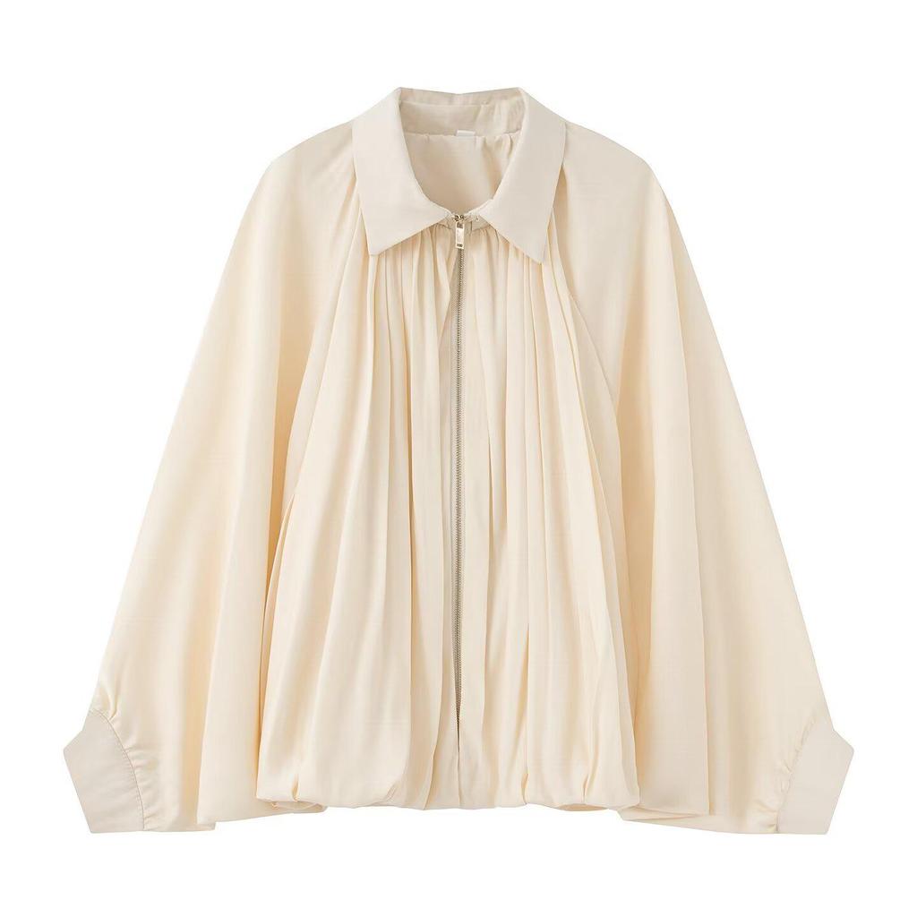 European & American Style Women's Puff Sleeve Bomber Jacket