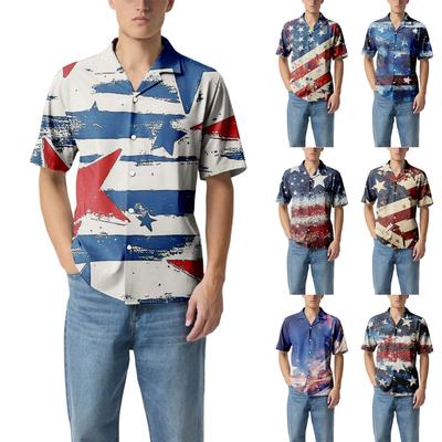 Men'S Casual Loose Short Sleeved Shirt Fashion Printed Shirt Top