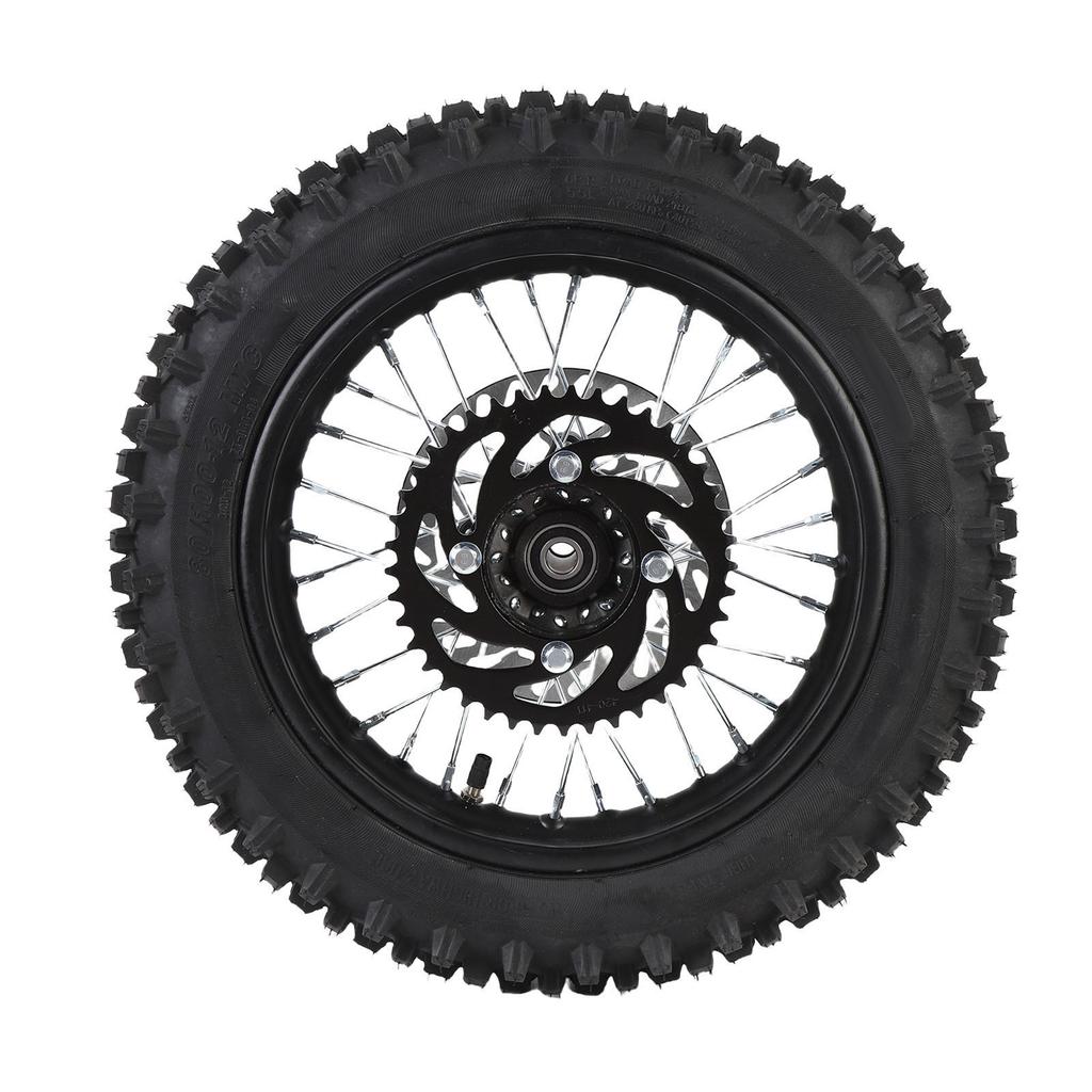 12 Inch Rear Wheel Rim Tire Assembly Replacement for Apollo Dirt Bike 80 100 12 3.00 12 Rear Wheel Rim Tire Brake Rotor