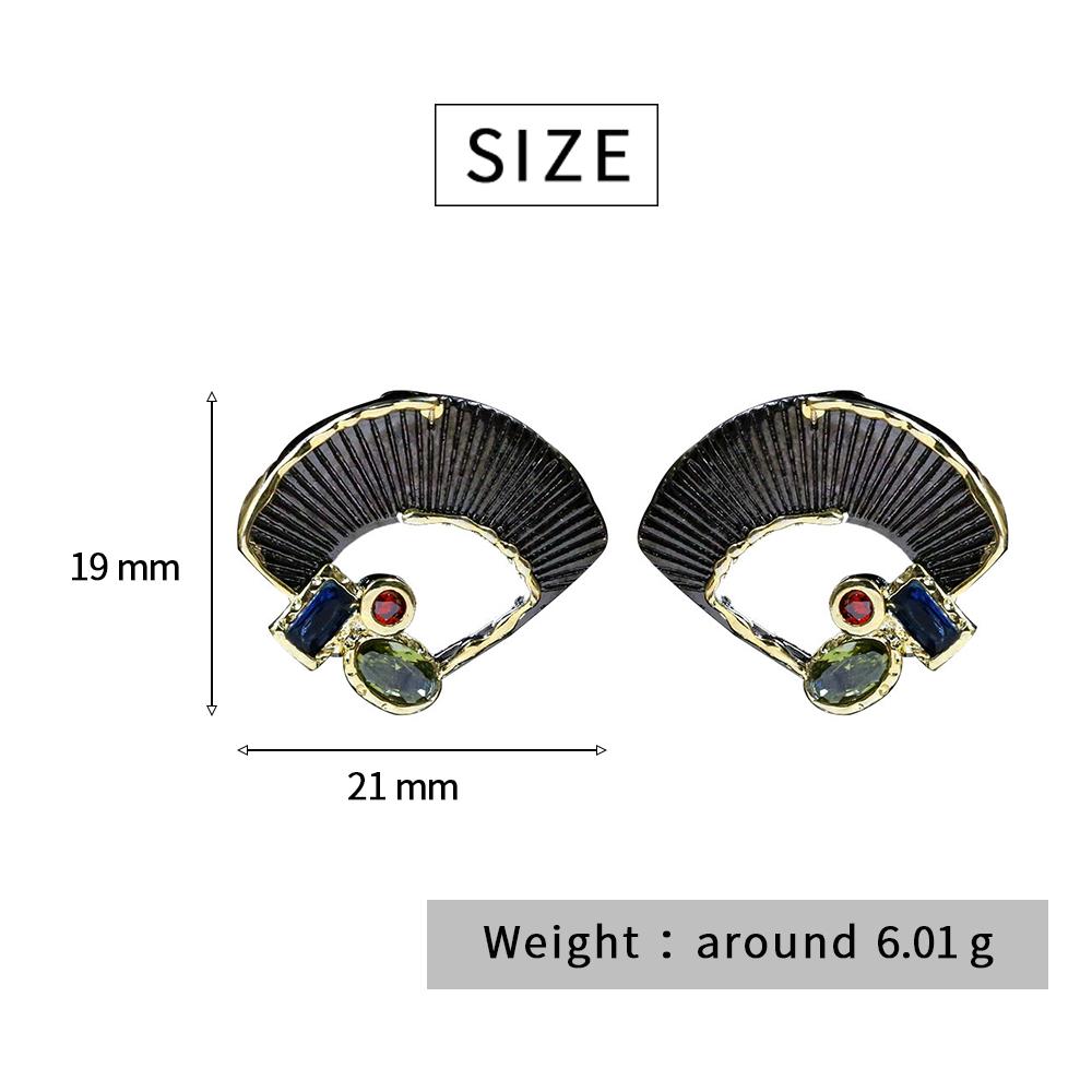 Creative 925  Jewelry Set for Woman Fashion Fan Shape Earring Necklace Black Gold Jewelry Wedding Bridal Party Jewelry Set