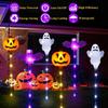 Halloween Solar Powered 8 LED Pumpkin Bat Ghost Garden Stake Light Outdoor Landscape Lamp For Home Yard Halloween Decor