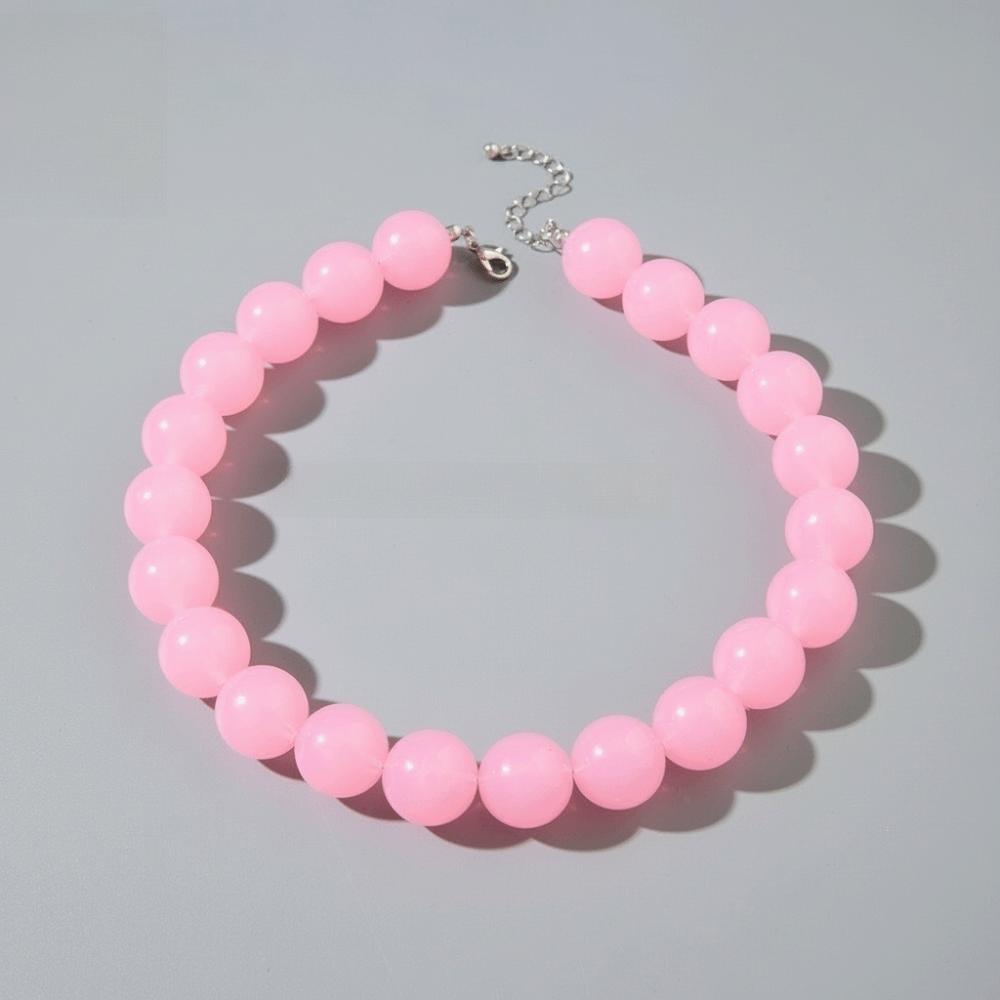 Exaggerated Colourful Choker Elegant Round Necklace Holiday Bohemia Bead Necklace  Party Gifts розовый