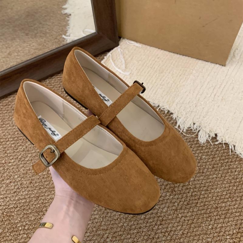 

Suding туфли-лодочки с круглым носком в стиле ретро красного цвета с неглубоким вырезом женские 2025 новая весна Мори мягкие плоские туфли Мэри Джейн Doudou 35