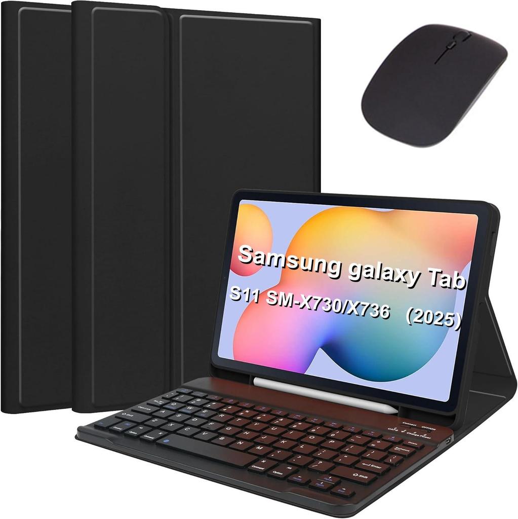 Samsung Tab S11 Bluetooth Keyboard Case with RGB Backlit & Pen Slot for X730/X736