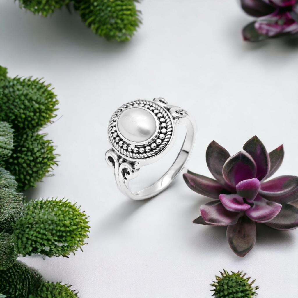 925 Sterling Silver Natural Gemstone Women's Ring, Handmade Pure Silver Ring for Her
